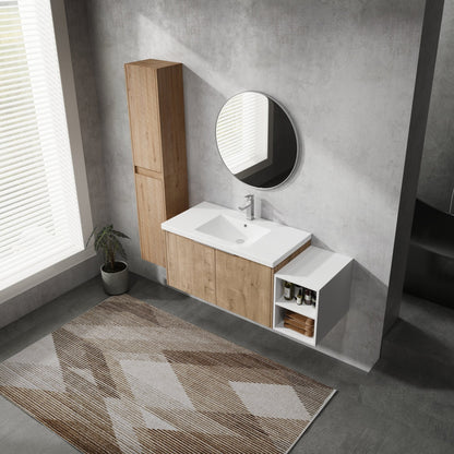 48' Wall - Mounted Bathroom Vanity With Sink and Side Cabinet, Soft Close Doors,00112IMOx2 - 0636IMO - 0612GWH Combination Cabinet(KD - Packing) - 1st Choice Furniture Direct