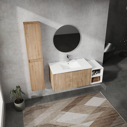 48' Wall - Mounted Bathroom Vanity With Sink and Side Cabinet, Soft Close Doors,00112IMOx2 - 0636IMO - 0612GWH Combination Cabinet(KD - Packing) - 1st Choice Furniture Direct