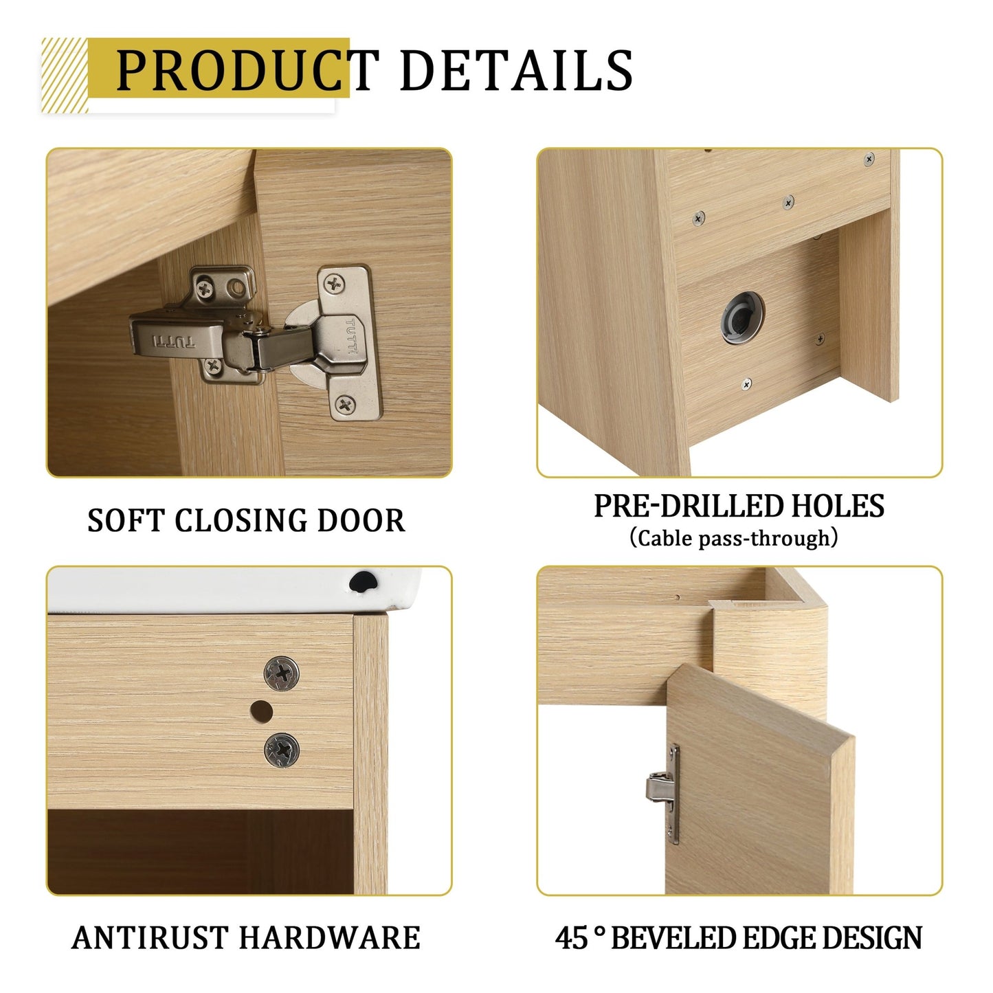 48'' Wall - Mounted Bathroom Vanity with White Ceramic Sink and 2 - Storage Shelves & 1 - Soft - Close Door, KD - Packing, Plywood, American White Oak - 1st Choice Furniture Direct