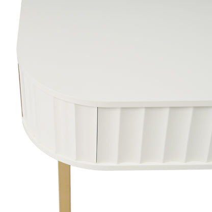 1st Choice Modern Gold and White Writing Desk with Hidden Compartments and USB Ports