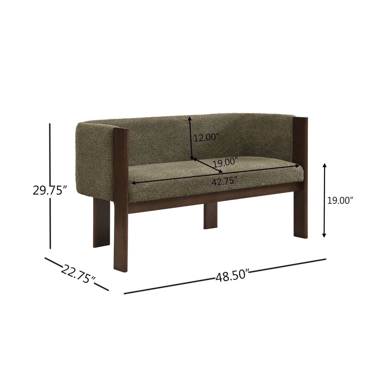 48.5' Upholstered Solid Loveseat (Walnut+Green) - 1st Choice Furniture Direct