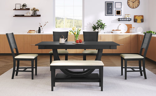 1st Choice Modern 6-Piece Dining Set | Solid Wood Table & Padded Chairs | Elegant & Durable
