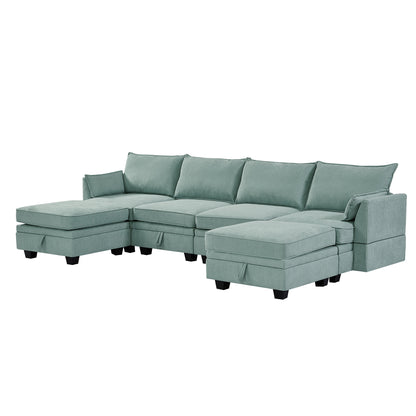 1st Choice Luxury Modern Large U-Shape Sectional Sofa in Light Green