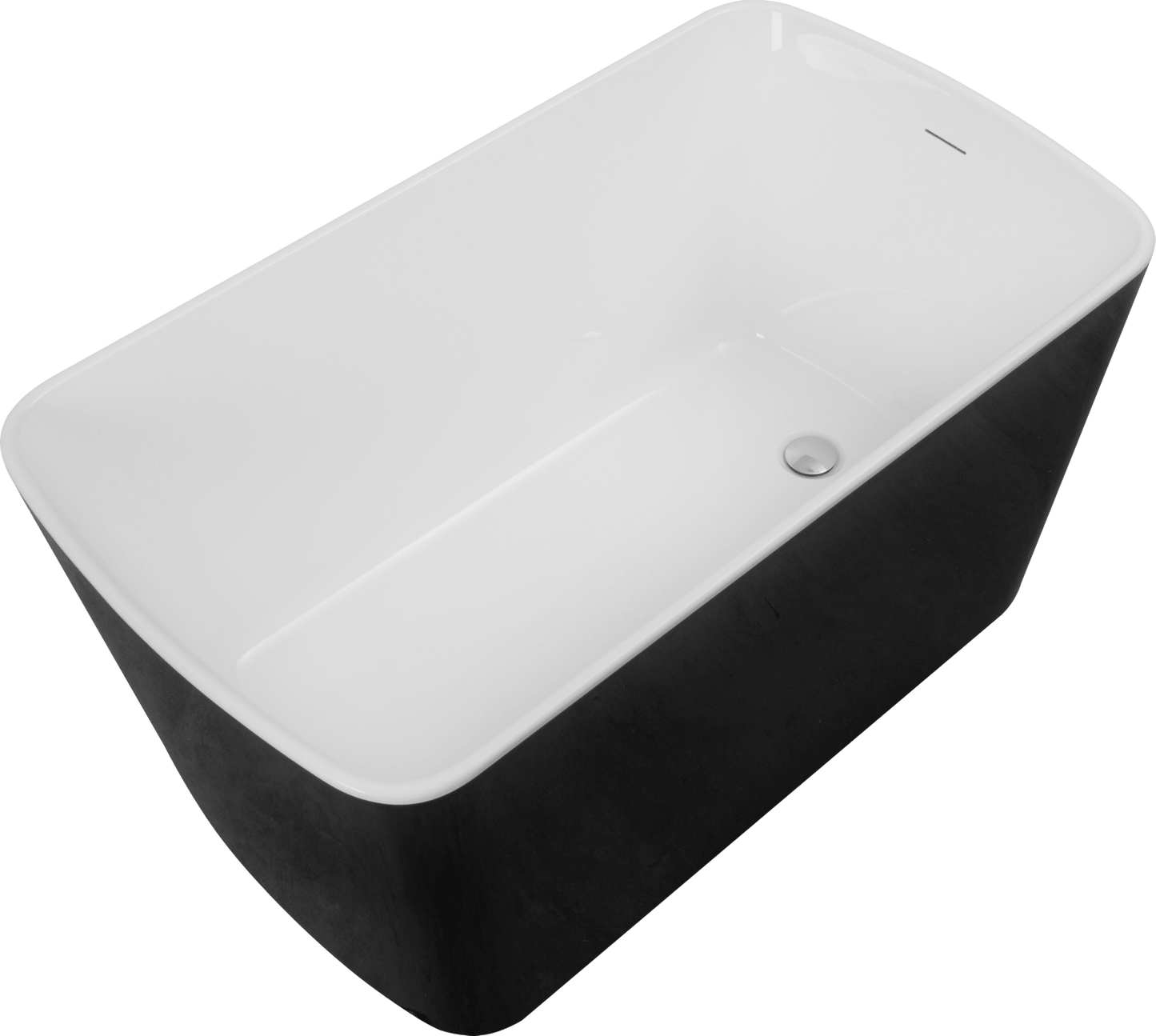 49'' Acrylic Freestanding Soaking Bathtub, Square - shape Japanese Soaking Hot Tub with Chrome Overflow and Drain, Glossy Black 24A01 - 49B - 1st Choice Furniture Direct