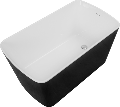 49'' Acrylic Freestanding Soaking Bathtub, Square - shape Japanese Soaking Hot Tub with Chrome Overflow and Drain, Glossy Black 24A01 - 49B - 1st Choice Furniture Direct