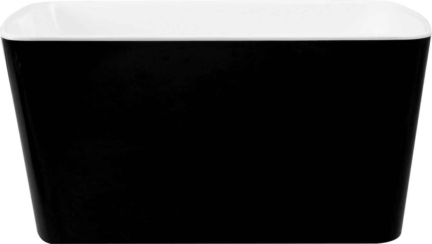 49'' Acrylic Freestanding Soaking Bathtub, Square - shape Japanese Soaking Hot Tub with Chrome Overflow and Drain, Glossy Black 24A01 - 49B - 1st Choice Furniture Direct