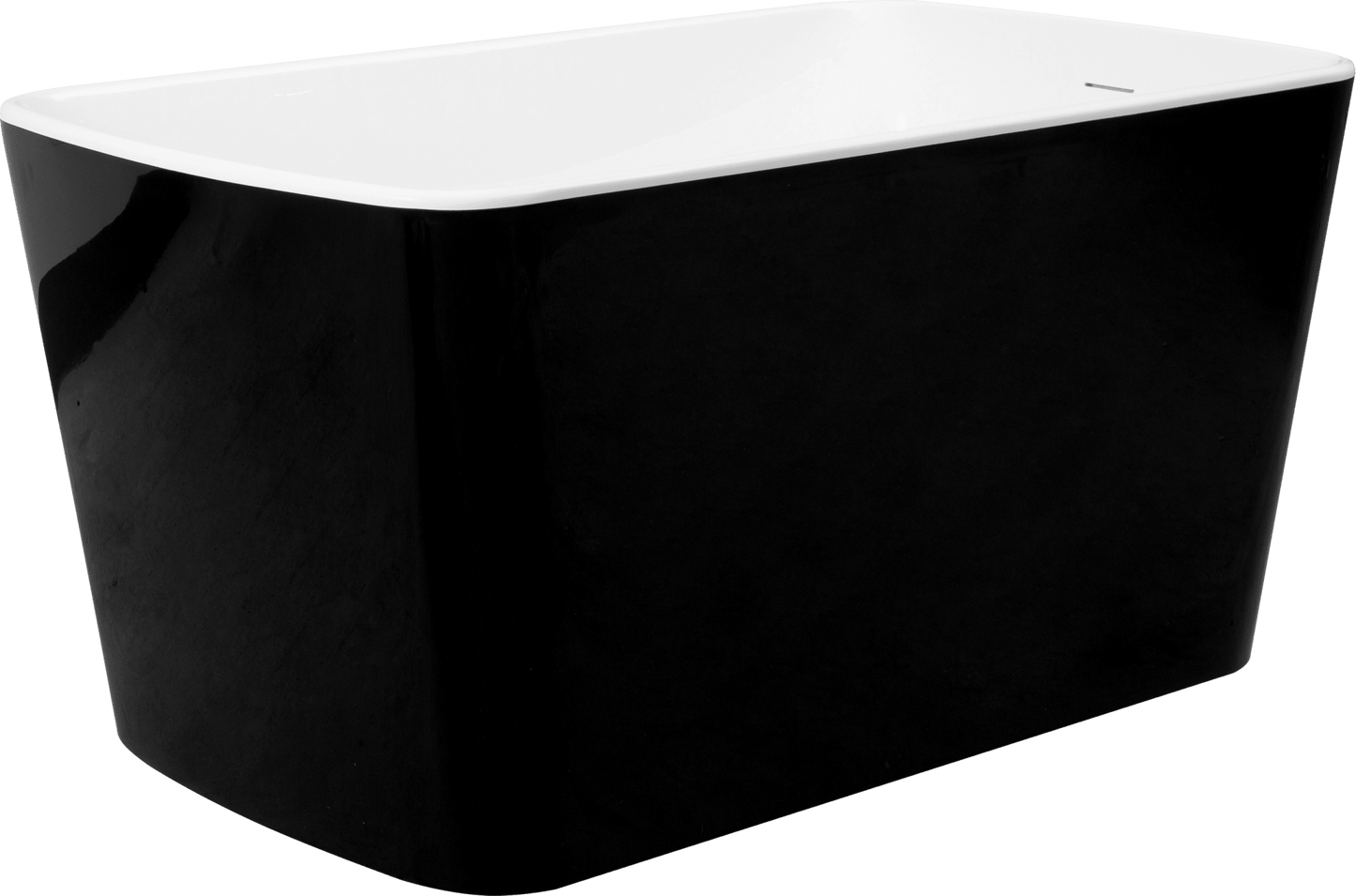 49'' Acrylic Freestanding Soaking Bathtub, Square - shape Japanese Soaking Hot Tub with Chrome Overflow and Drain, Glossy Black 24A01 - 49B - 1st Choice Furniture Direct