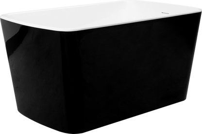 49'' Acrylic Freestanding Soaking Bathtub, Square - shape Japanese Soaking Hot Tub with Chrome Overflow and Drain, Glossy Black 24A01 - 49B - 1st Choice Furniture Direct