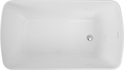 49'' Acrylic Freestanding Soaking Bathtub, Square - shape Japanese Soaking Hot Tub with Chrome Overflow and Drain, Glossy Black 24A01 - 49B - 1st Choice Furniture Direct