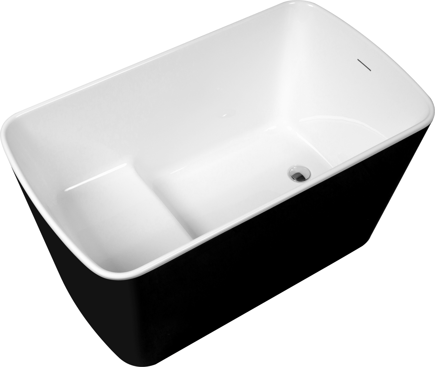 49'' x 28'' Acrylic Freestanding Soaking Bathtub, Square - shape Japanese Soaking Hot Tub, Sit - In Design with Chrome Overflow and Drain, Available for Express Delivery, Glossy Black 23AMA - 49B - 1st Choice Furniture Direct
