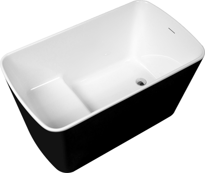 49'' x 28'' Acrylic Freestanding Soaking Bathtub, Square - shape Japanese Soaking Hot Tub, Sit - In Design with Chrome Overflow and Drain, Available for Express Delivery, Glossy Black 23AMA - 49B - 1st Choice Furniture Direct