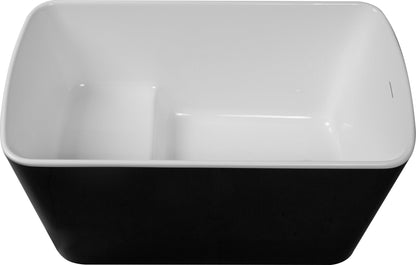 49'' x 28'' Acrylic Freestanding Soaking Bathtub, Square - shape Japanese Soaking Hot Tub, Sit - In Design with Chrome Overflow and Drain, Available for Express Delivery, Glossy Black 23AMA - 49B - 1st Choice Furniture Direct