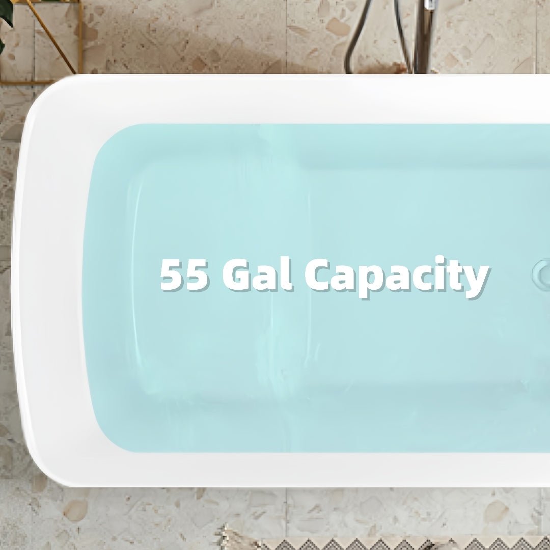 49'' x 28'' Acrylic Freestanding Soaking Bathtub, Square - shape Japanese Soaking Hot Tub, Sit - In Design with Chrome Overflow and Drain, Available for Express Delivery, Glossy Black 23AMA - 49B - 1st Choice Furniture Direct