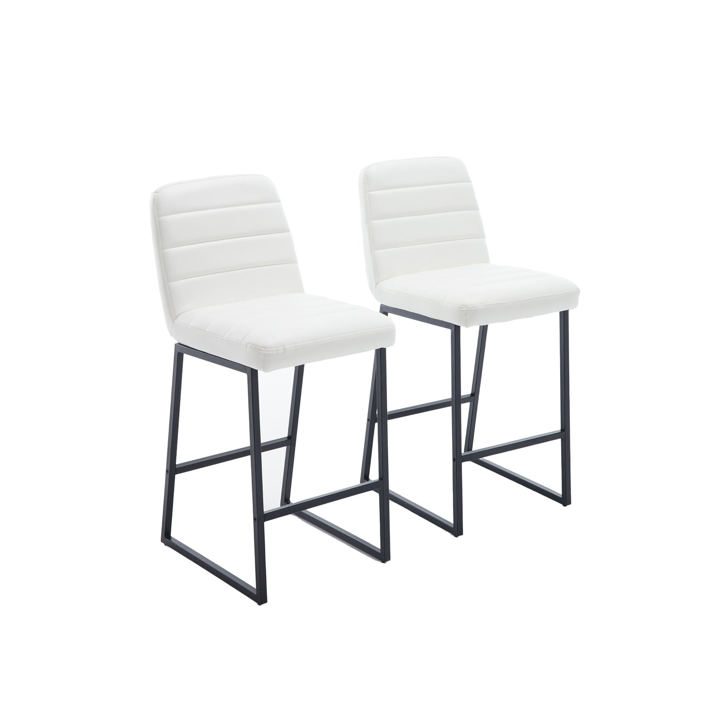 1st Choice Modern Cream Upholstered Kitchen Low Bar Stools Set of 2