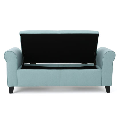 1st Choice Contemporary Armed Fabric Storage Bench in Light Blue