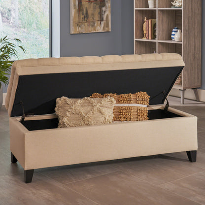 1st Choice Modern Versatile Storage Fabric Beige Ottoman Furniture