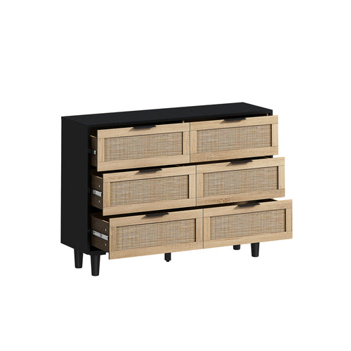1st Choice Modern Living Room Rattan Storage Cabinet in Black