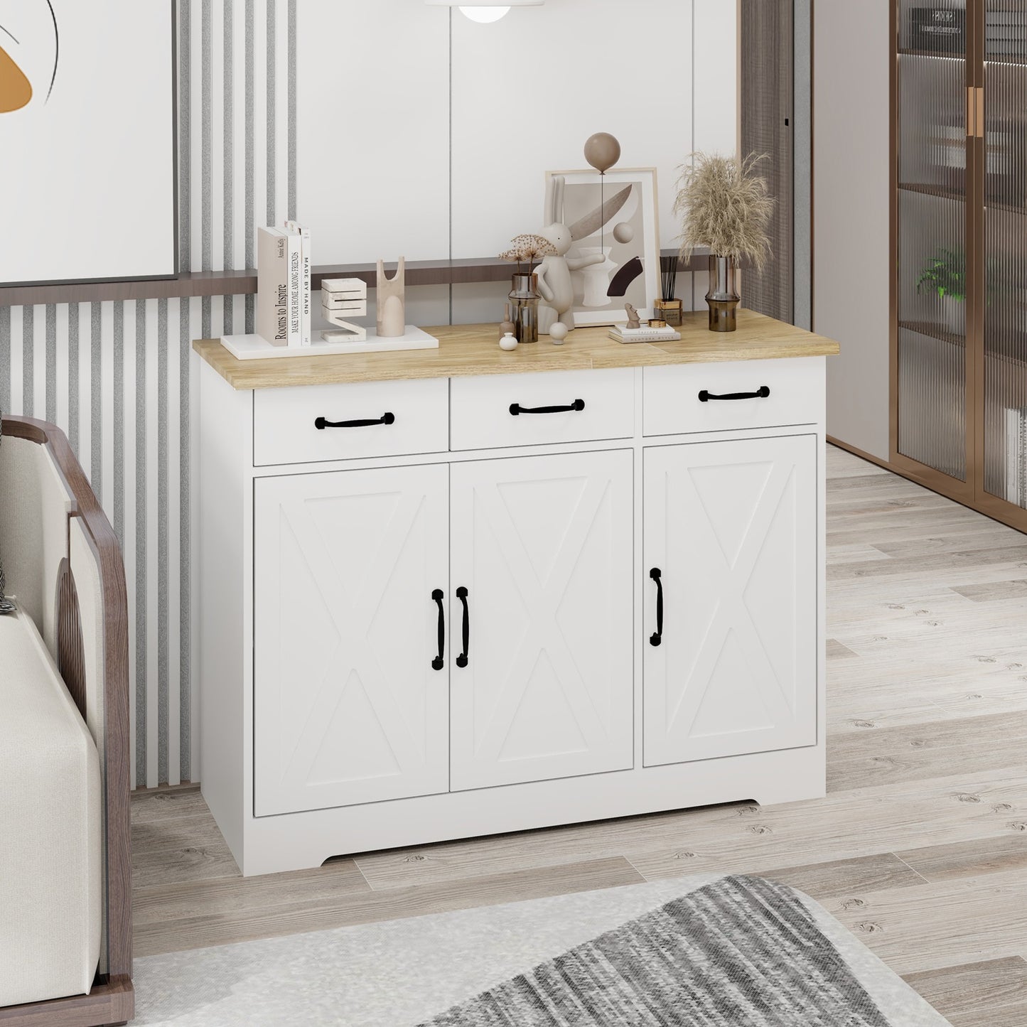 1st Choice Versatile White Sideboard Buffet Cabinet