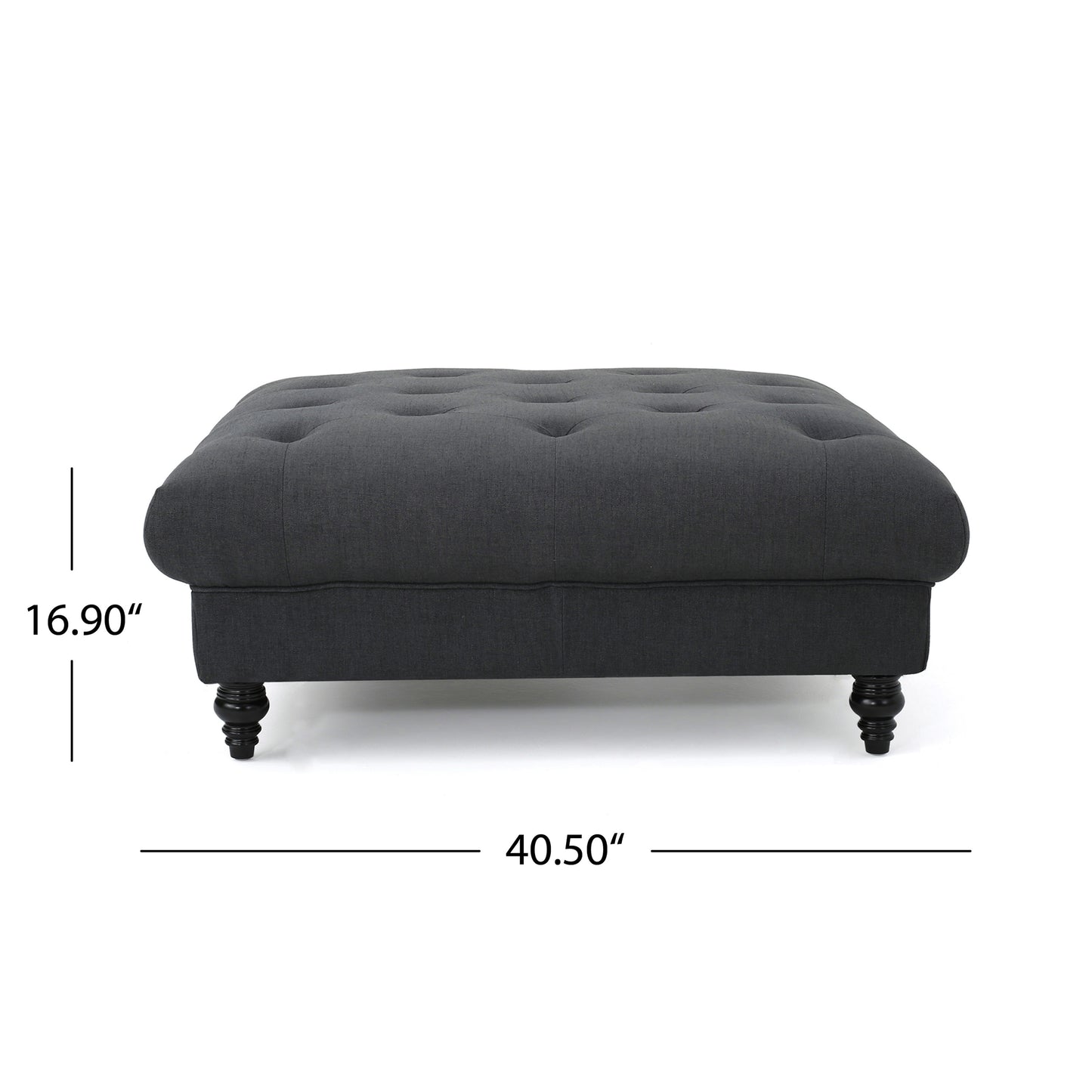 1st Choice Contemporary Living Room Fabric Tufted Ottoman in Dark Gray