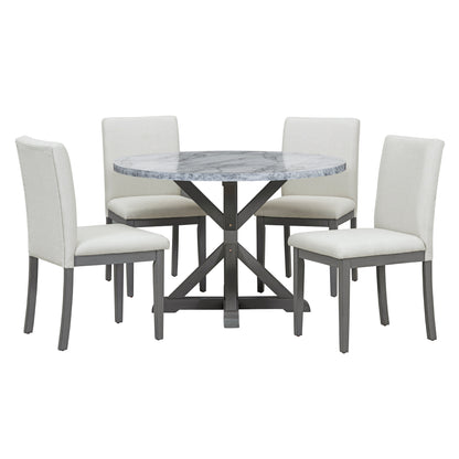 1st Choice 5-Piece Style Dining Table Set with 4 Upholstered Chairs