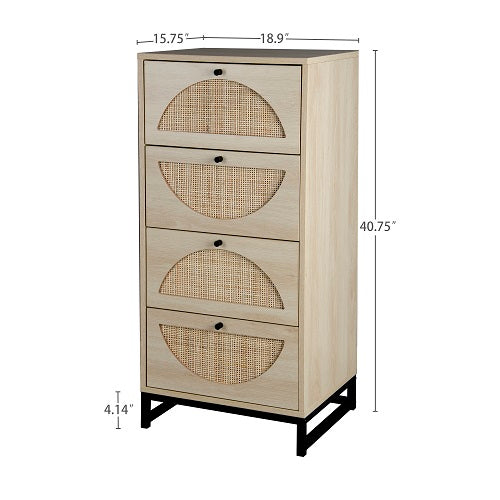 1st Choice Modern Natural Rattan Cabinet with 4 Drawers - Set of 2