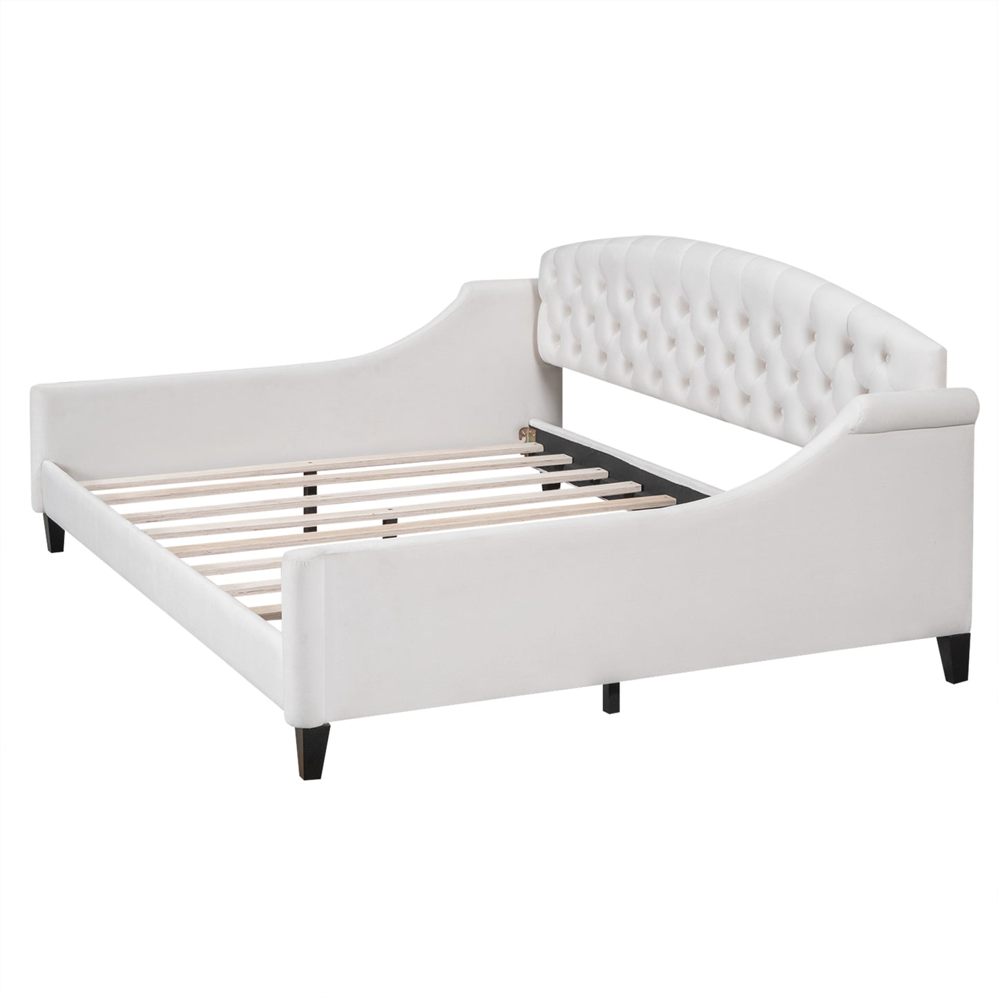 1st Choice Modern Sturdy Luxury Tufted Button Daybed Full in Beige