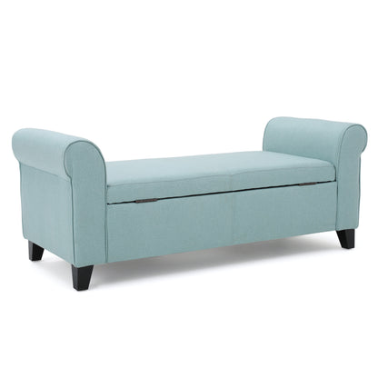 1st Choice Contemporary Armed Fabric Storage Bench in Light Blue