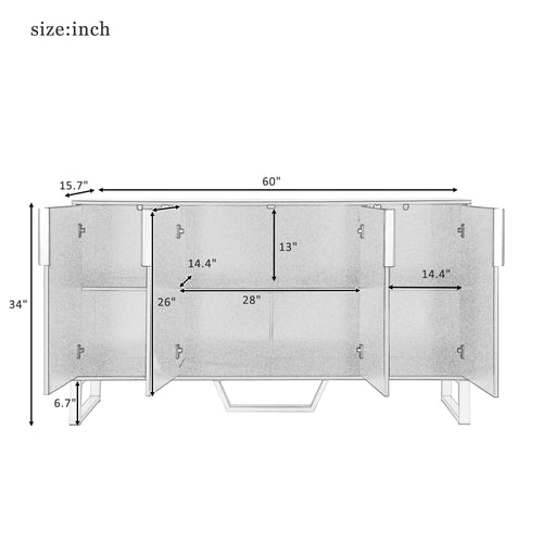 1st Choice Modern Sideboard with Four Doors Metal Handles & Legs