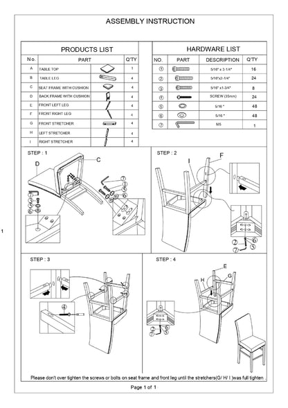 1st Choice 2pc Contemporary Transitional Counter Height Side Chair