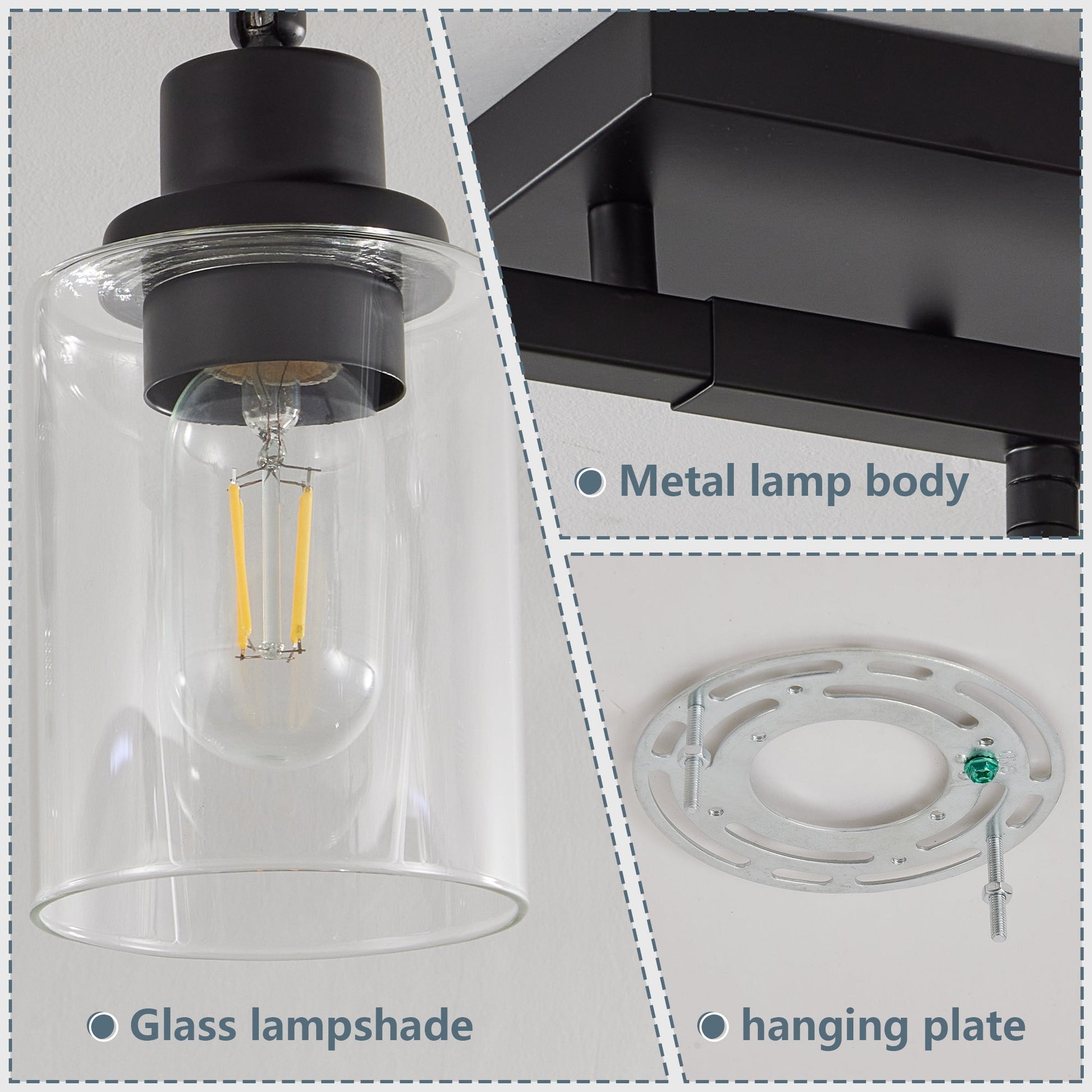 5 - Light Track Lighting Kit Black Track Lighting Fixtures Bathroom Wall Sconces Ceiling Mount Kitchen Tracking Lights, Rotatable Spotlight with Clear Glass Shade for Kitchen Shop Hallway - 1st Choice Furniture Direct