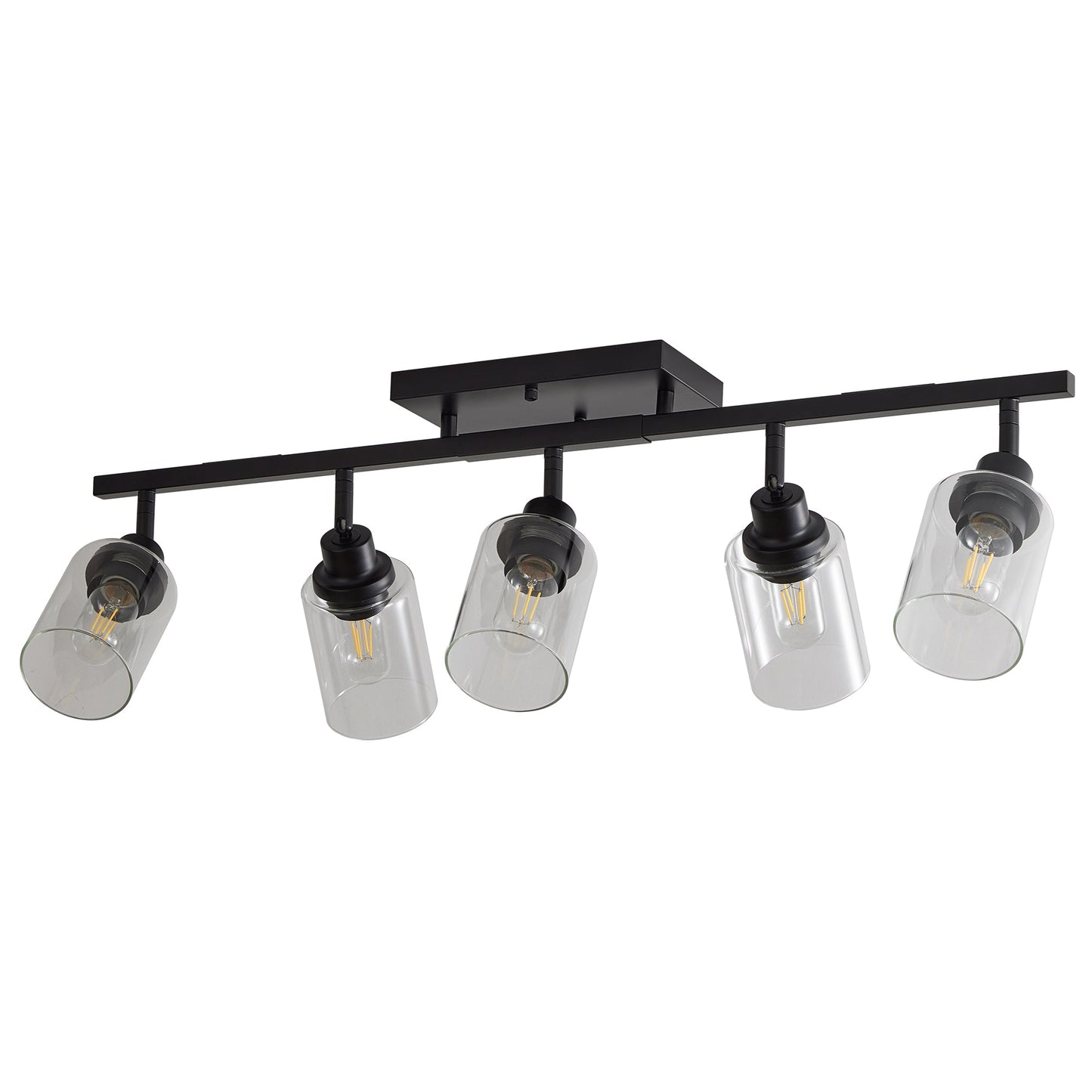 5 - Light Track Lighting Kit Black Track Lighting Fixtures Bathroom Wall Sconces Ceiling Mount Kitchen Tracking Lights, Rotatable Spotlight with Clear Glass Shade for Kitchen Shop Hallway - 1st Choice Furniture Direct