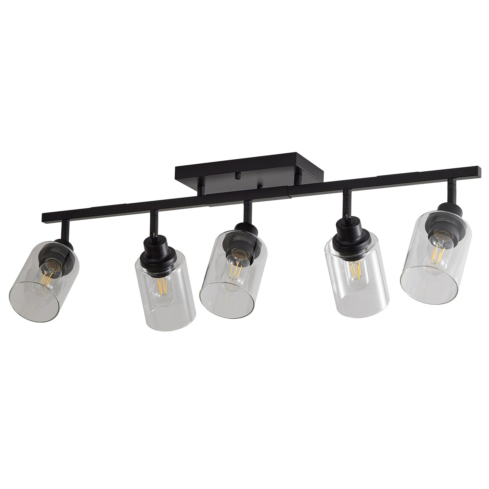 5 - Light Track Lighting Kit Black Track Lighting Fixtures Bathroom Wall Sconces Ceiling Mount Kitchen Tracking Lights, Rotatable Spotlight with Clear Glass Shade for Kitchen Shop Hallway - 1st Choice Furniture Direct