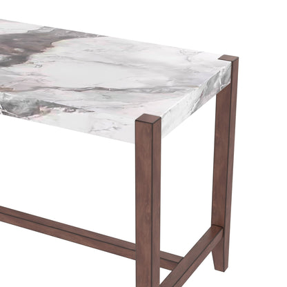 5 - Piece Counter Height Dining Table Set for 4 | Faux Marble Table & Upholstered Chairs - 1st Choice Furniture Direct