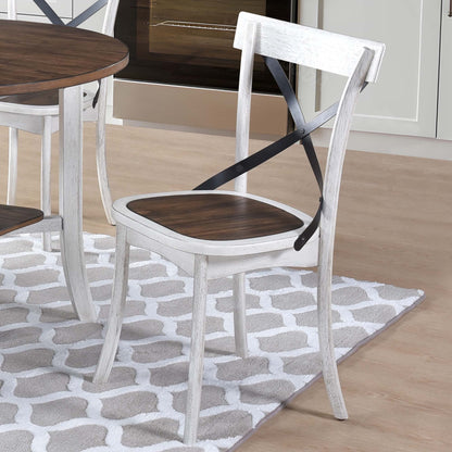 5 Piece Farmhouse Round Dining Set – Antique White Dining Table with 4 Chairs - 1st Choice Furniture Direct