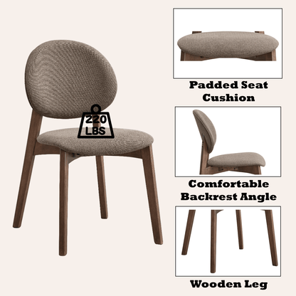 5-Piece Light Brown & Walnut Dining Set with Curved Base Table - 1st Choice Furniture Direct