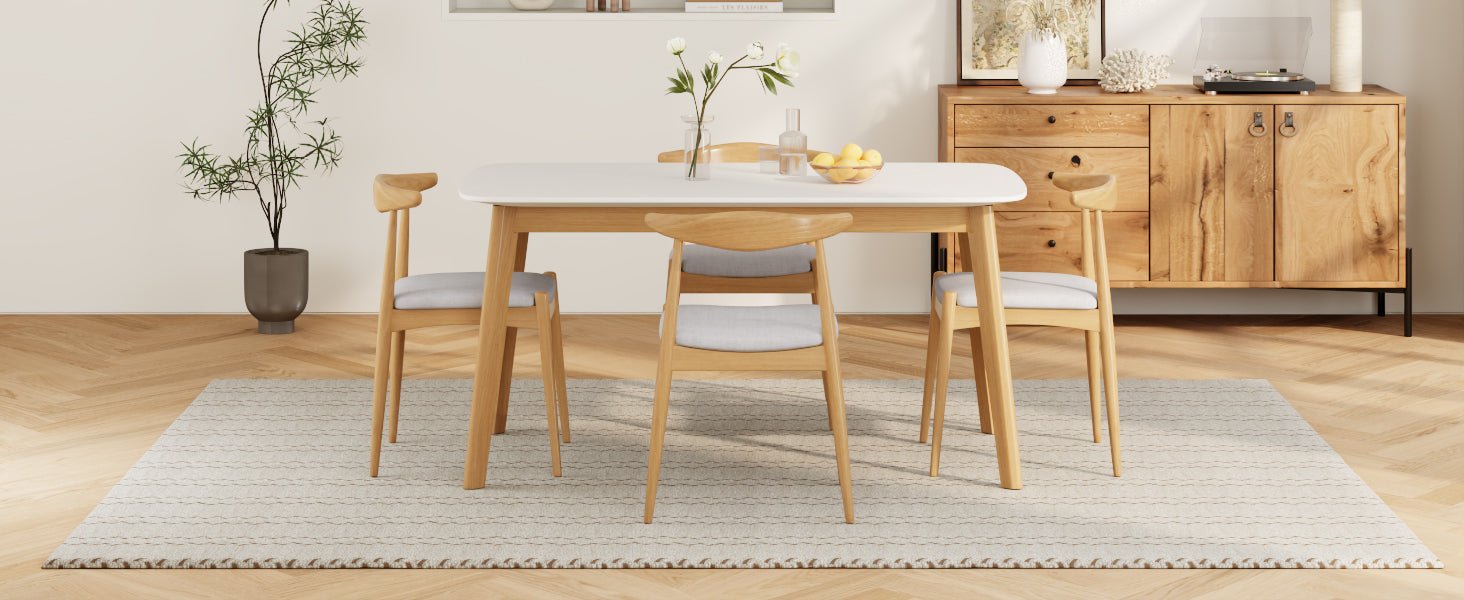 5-Piece Mid-Century Modern Dining Set with Upholstered Chairs - 1st Choice Furniture Direct