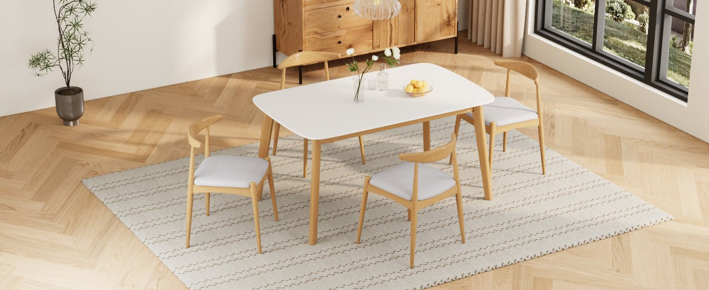 5-Piece Mid-Century Modern Dining Set with Upholstered Chairs - 1st Choice Furniture Direct