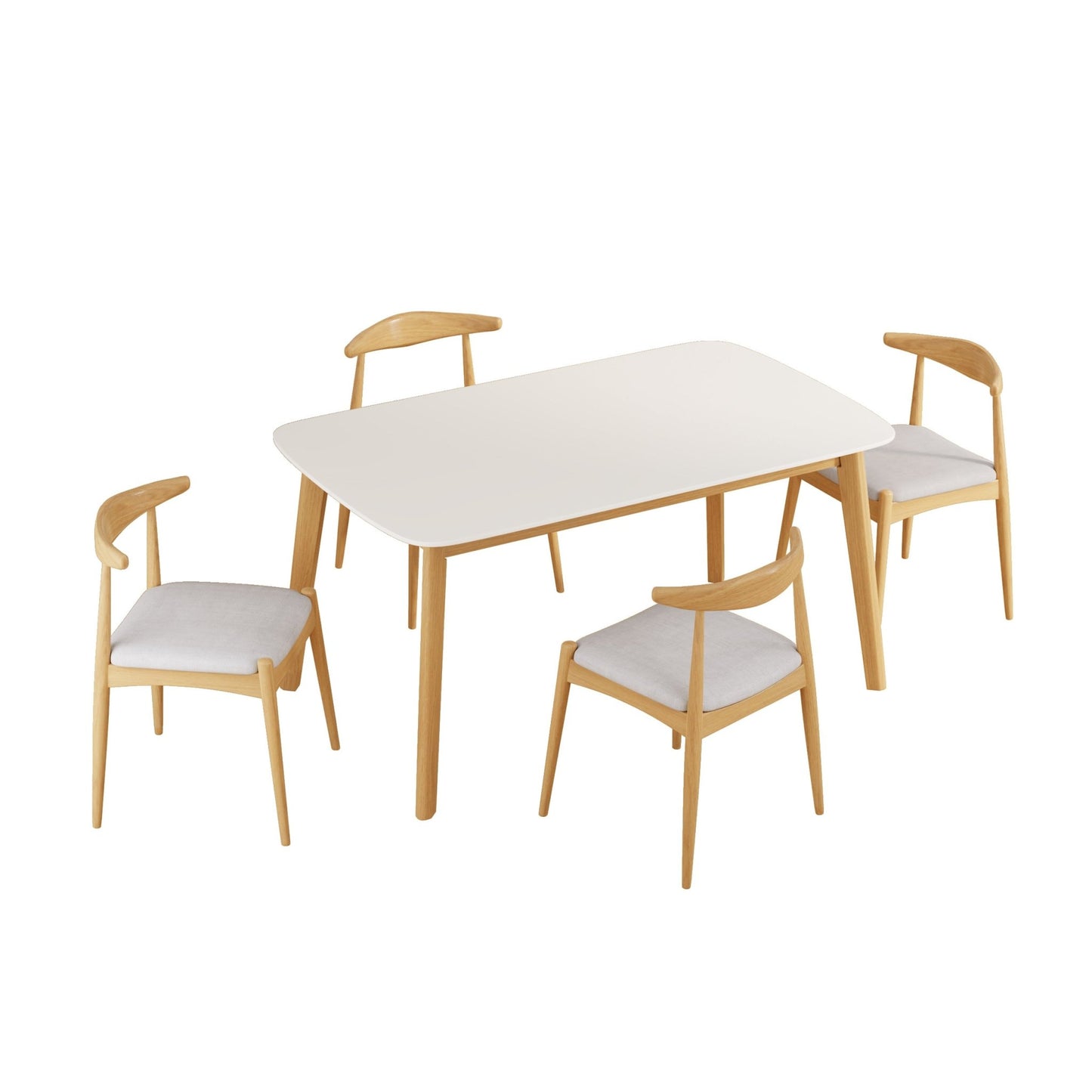 5-Piece Mid-Century Modern Dining Set with Upholstered Chairs - 1st Choice Furniture Direct