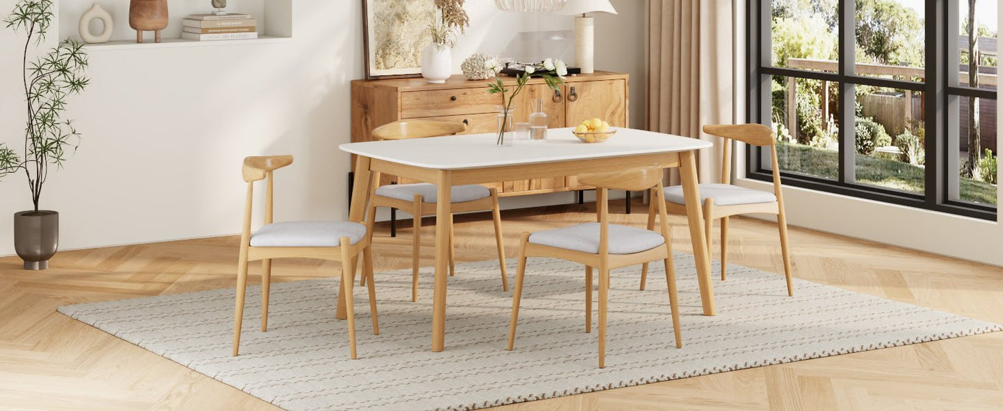 5-Piece Mid-Century Modern Dining Set with Upholstered Chairs - 1st Choice Furniture Direct