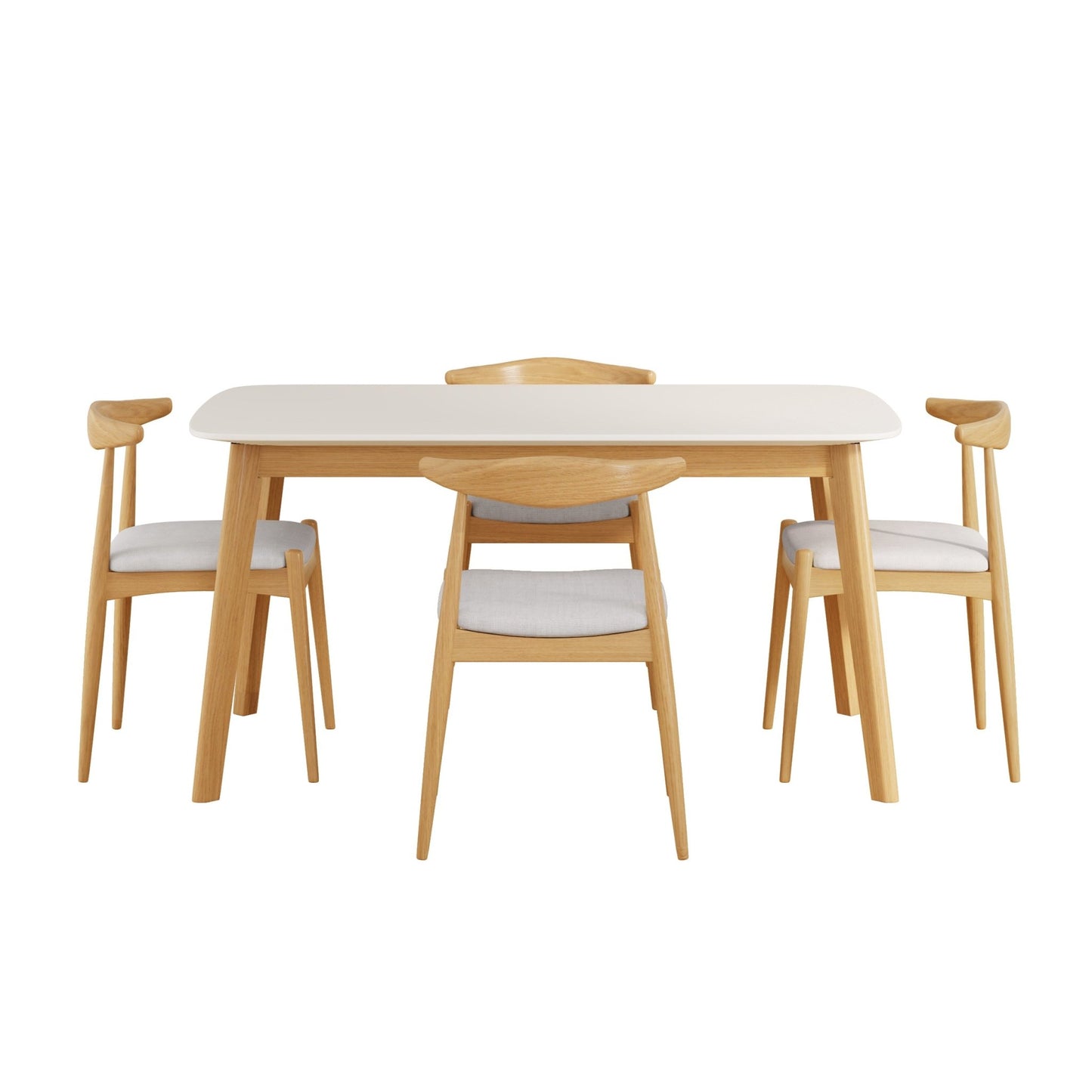 5-Piece Mid-Century Modern Dining Set with Upholstered Chairs - 1st Choice Furniture Direct