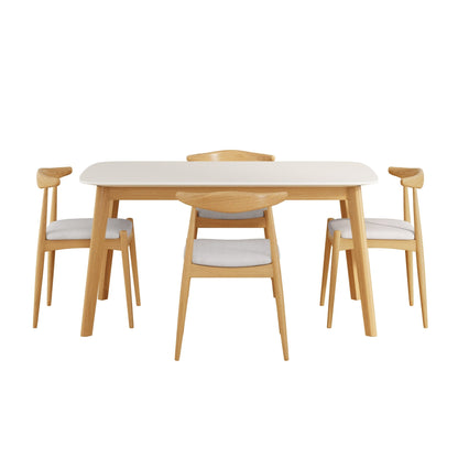 5-Piece Mid-Century Modern Dining Set with Upholstered Chairs - 1st Choice Furniture Direct