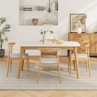 5-Piece Mid-Century Modern Dining Set with Upholstered Chairs - 1st Choice Furniture Direct
