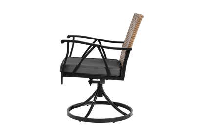 5 Piece Patio Dining Set for 4,Outdoor Wicker Furniture Set for Backyard Garden Deck Poolside with 4 Cushions Swivel Rocker Chairs,steel Table Top, Removable Cushions - 1st Choice Furniture Direct