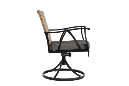 5 Piece Patio Dining Set for 4,Outdoor Wicker Furniture Set for Backyard Garden Deck Poolside with 4 Cushions Swivel Rocker Chairs,steel Table Top, Removable Cushions - 1st Choice Furniture Direct