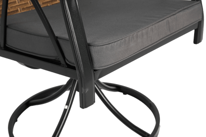 5 Piece Patio Dining Set for 4,Outdoor Wicker Furniture Set for Backyard Garden Deck Poolside with 4 Cushions Swivel Rocker Chairs,steel Table Top, Removable Cushions - 1st Choice Furniture Direct