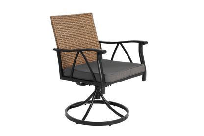 5 Piece Patio Dining Set for 4,Outdoor Wicker Furniture Set for Backyard Garden Deck Poolside with 4 Cushions Swivel Rocker Chairs,steel Table Top, Removable Cushions - 1st Choice Furniture Direct