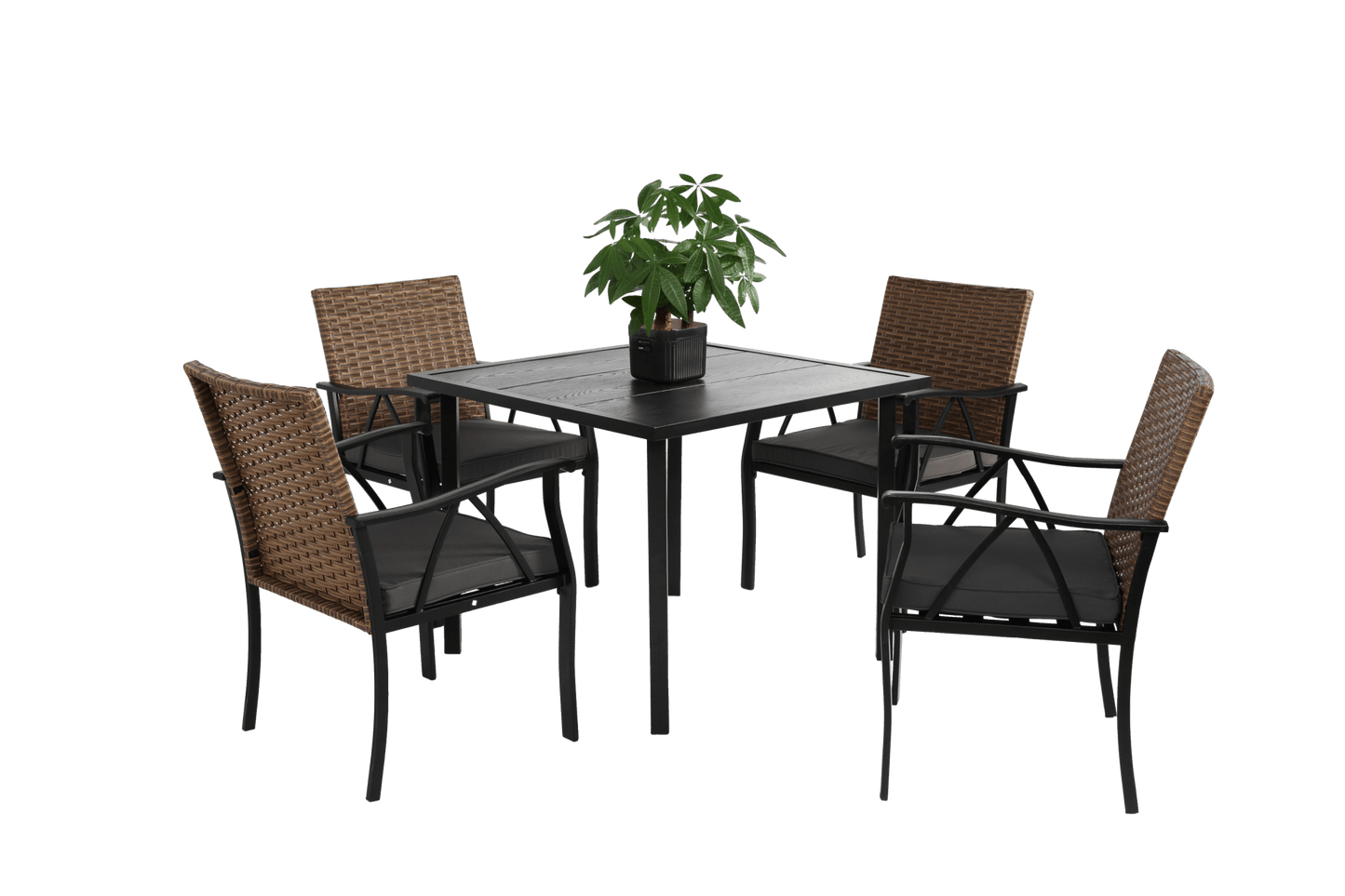 5-Piece Wicker Patio Dining Set with Umbrella Hole - 1st Choice Furniture Direct