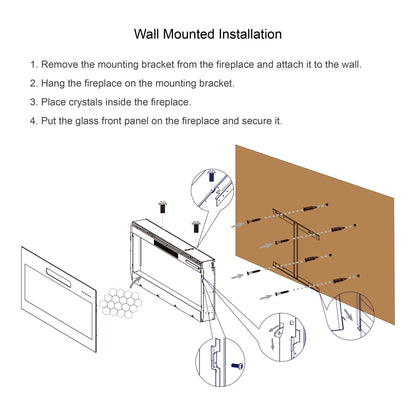 50 Inch Electric Fireplace Wall Mounted with Remote Control - 1st Choice Furniture Direct