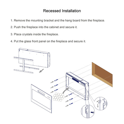 50 Inch Electric Fireplace Wall Mounted with Remote Control - 1st Choice Furniture Direct
