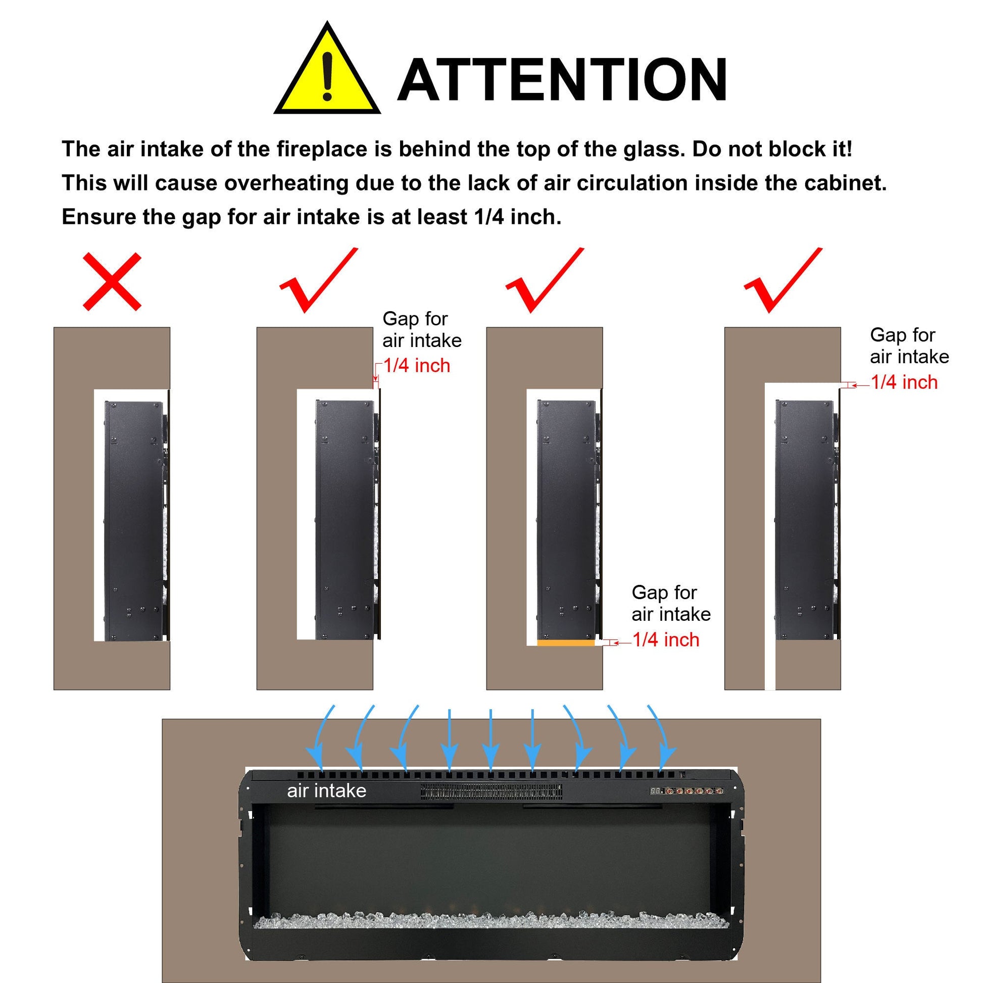 50 Inch Electric Fireplace Wall Mounted with Remote Control - 1st Choice Furniture Direct